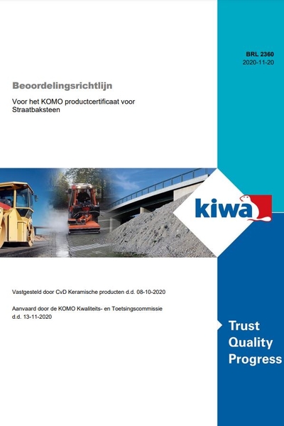 Beoordelingsrichtlijn KIWA 2360 Kleiklinkers - KOMO (pdf)