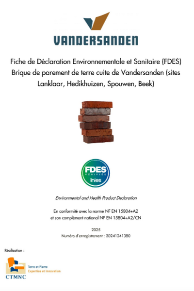 FDES briques de parement (Lanklaar, Hedikhuizen, Spouwen, Beek)