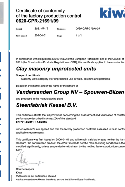 CE - certificate of conformity per production site